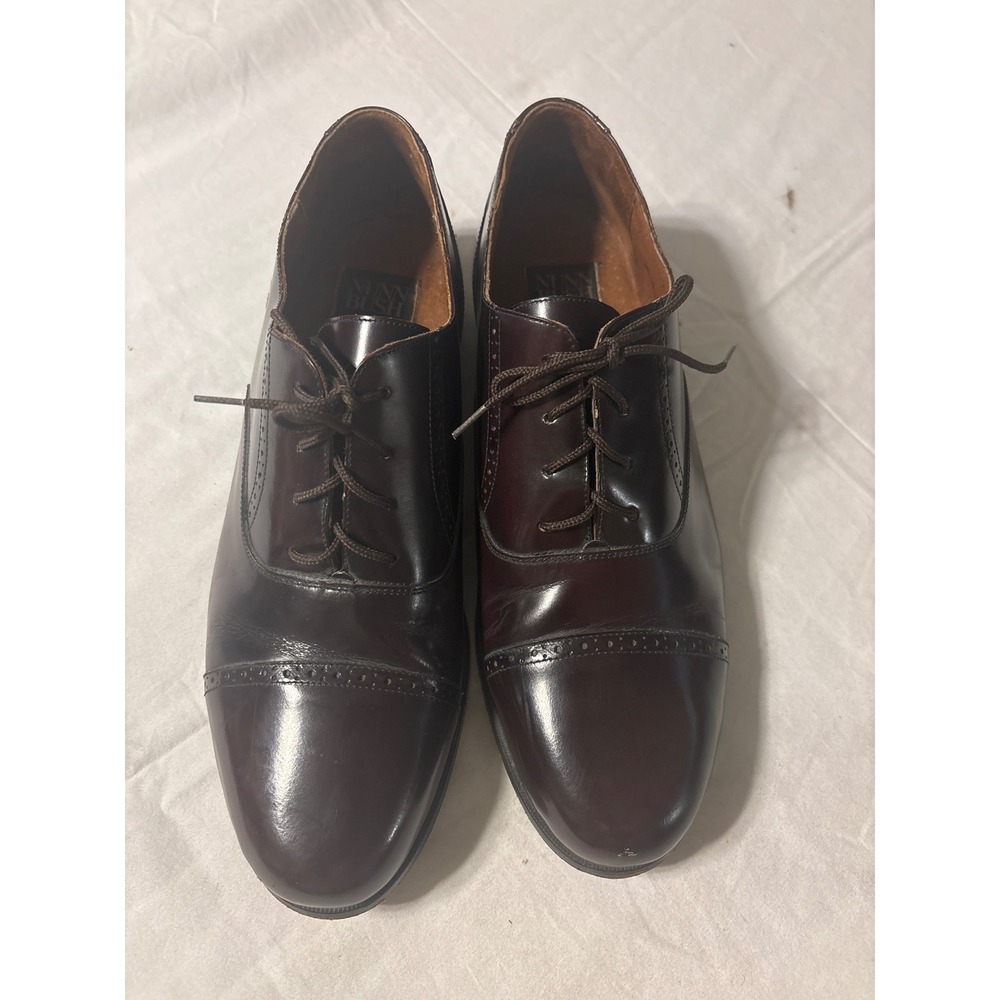Nunn Bush Oxford Dress Shoes Mens 11w Burgundy Good Cap Toe Brogue Leather